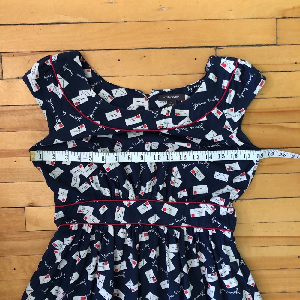 Emily & Fin Yours Truly Love Letter Retro Dress Modcloth Size MD *Pockets!* - Picture 5 of 12